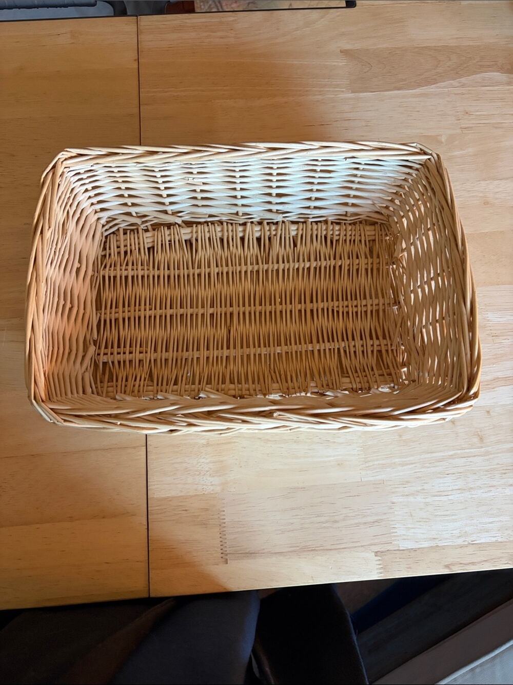 Woven Rectangular Storage Basket in Natural Cream-Tan